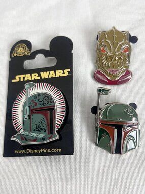 Star Wars enamel pin set Boba Fett Mandalorian Day of the Dead + Bossk + helmet